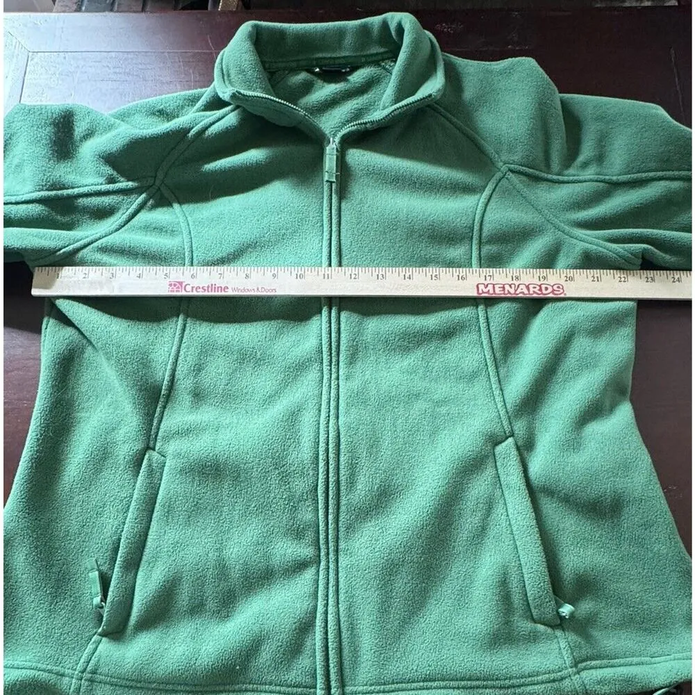 Izod Women's Zip Front Thermacheck Green Fleece Lined Zipped Pockets XL Fall - Image 6