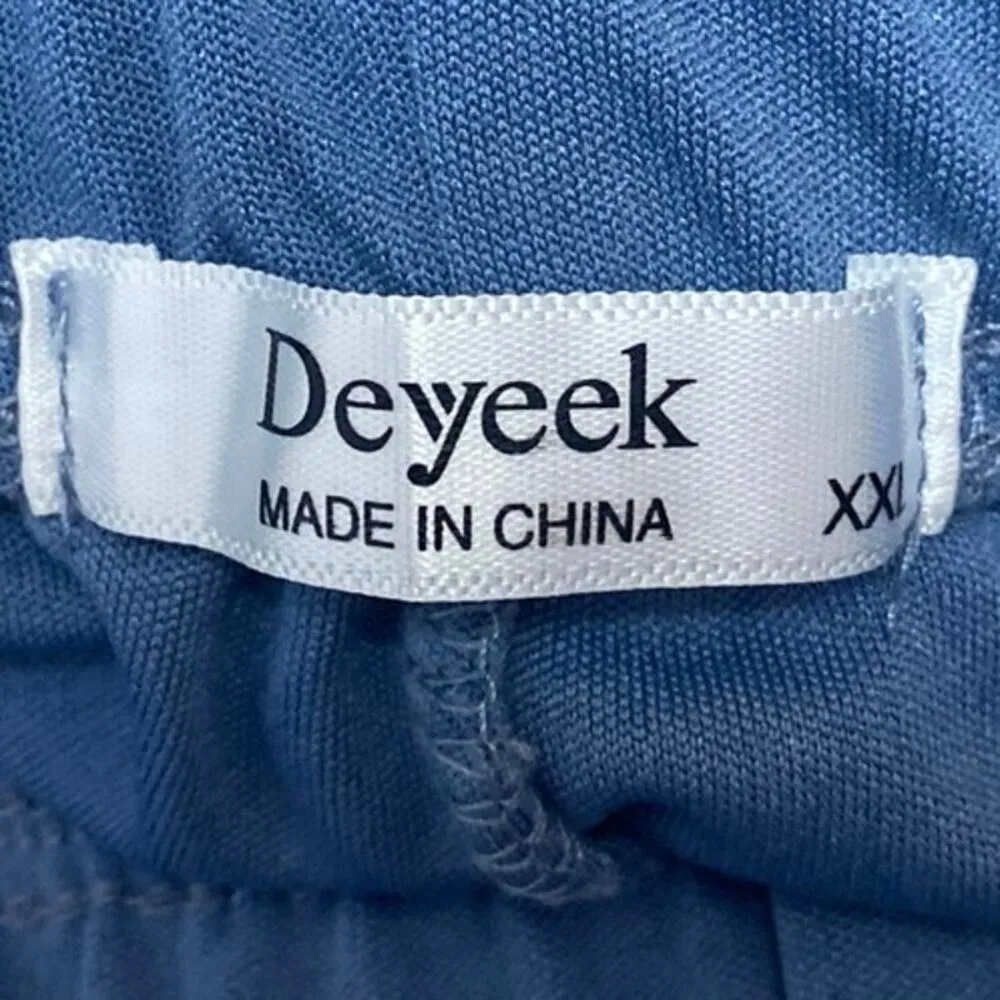 Deyeek Tear Away Mens Blue Split Snap Button Wide Leg Athletic Sweatpants Sz XXL - Image 5