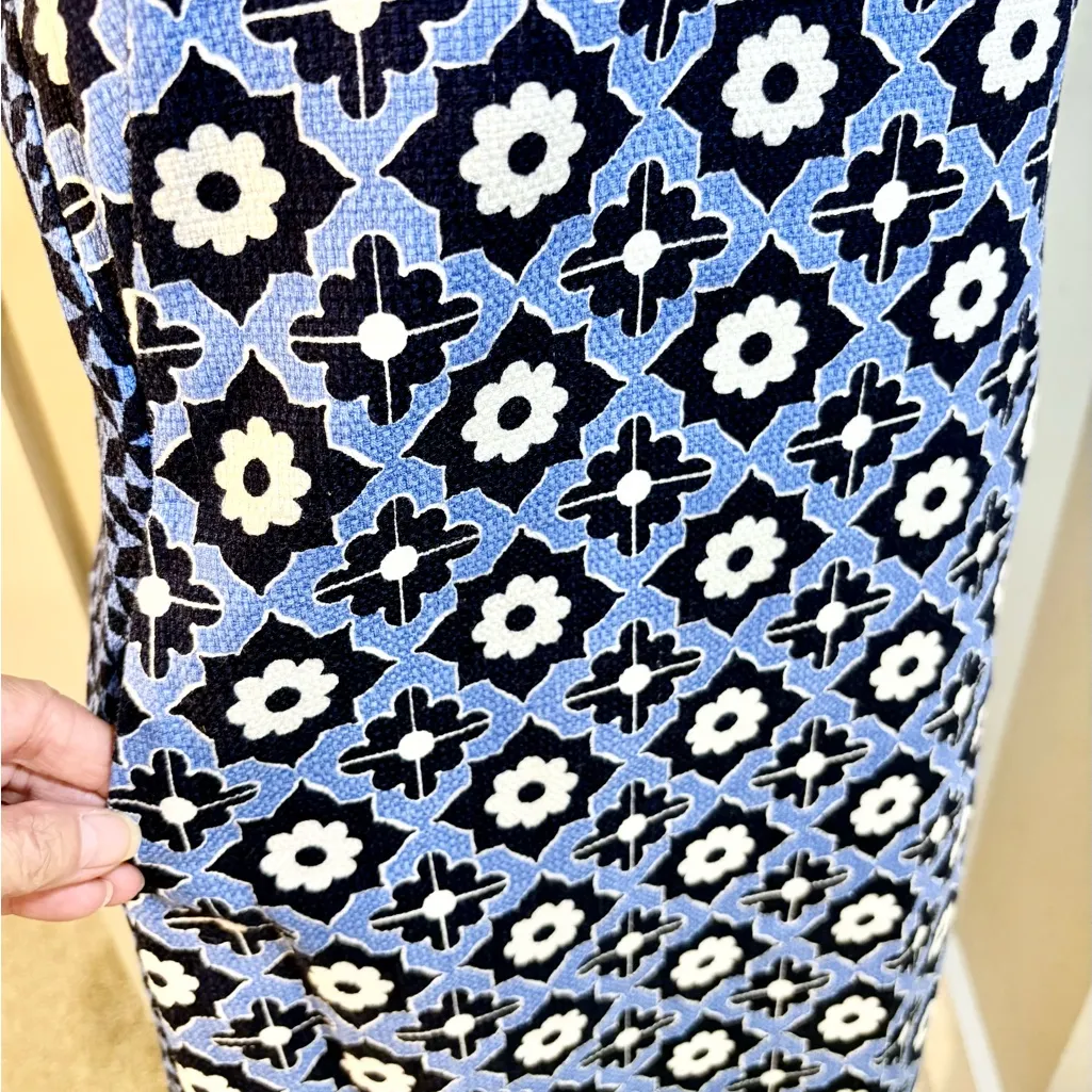 BODEN Pippa Geometric Floral Print Shift Dress Career Style w/ Pockets Sz 6 Blue - Image 5