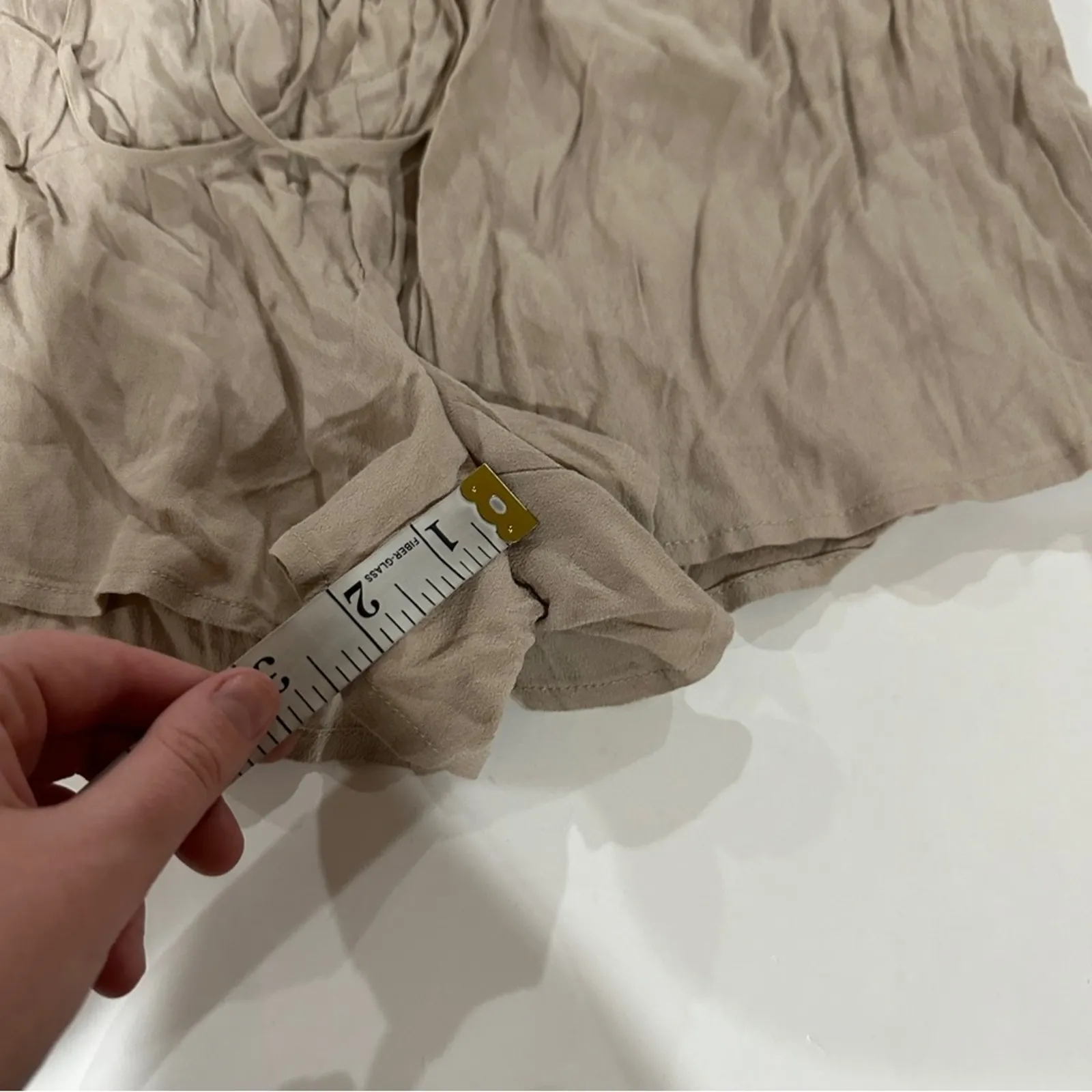 Forever‎ 21 Taupe Beige High Rise Lace Up Short Shorts Size L - Image 8