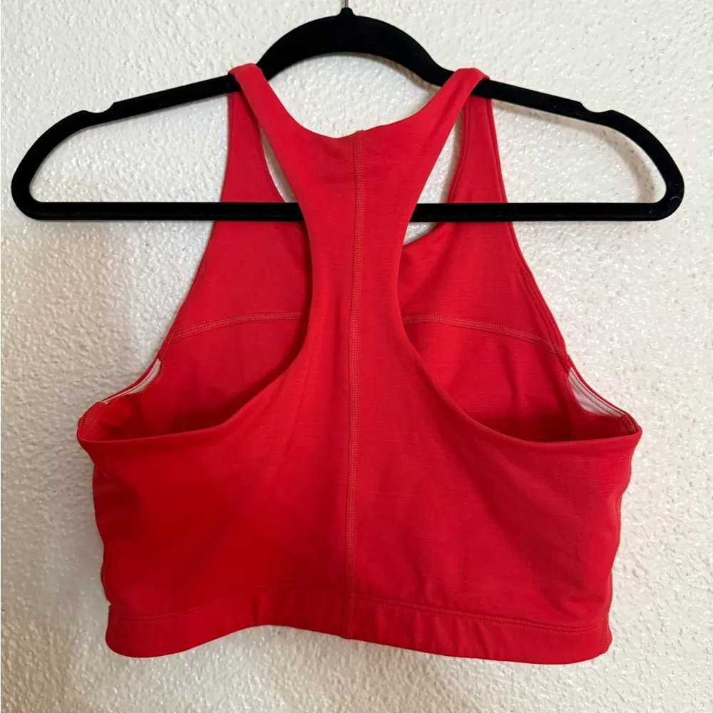 Outdoor Voices Red TechSweat High Neck Crop Top Sports Bra Size Medium - Image 5