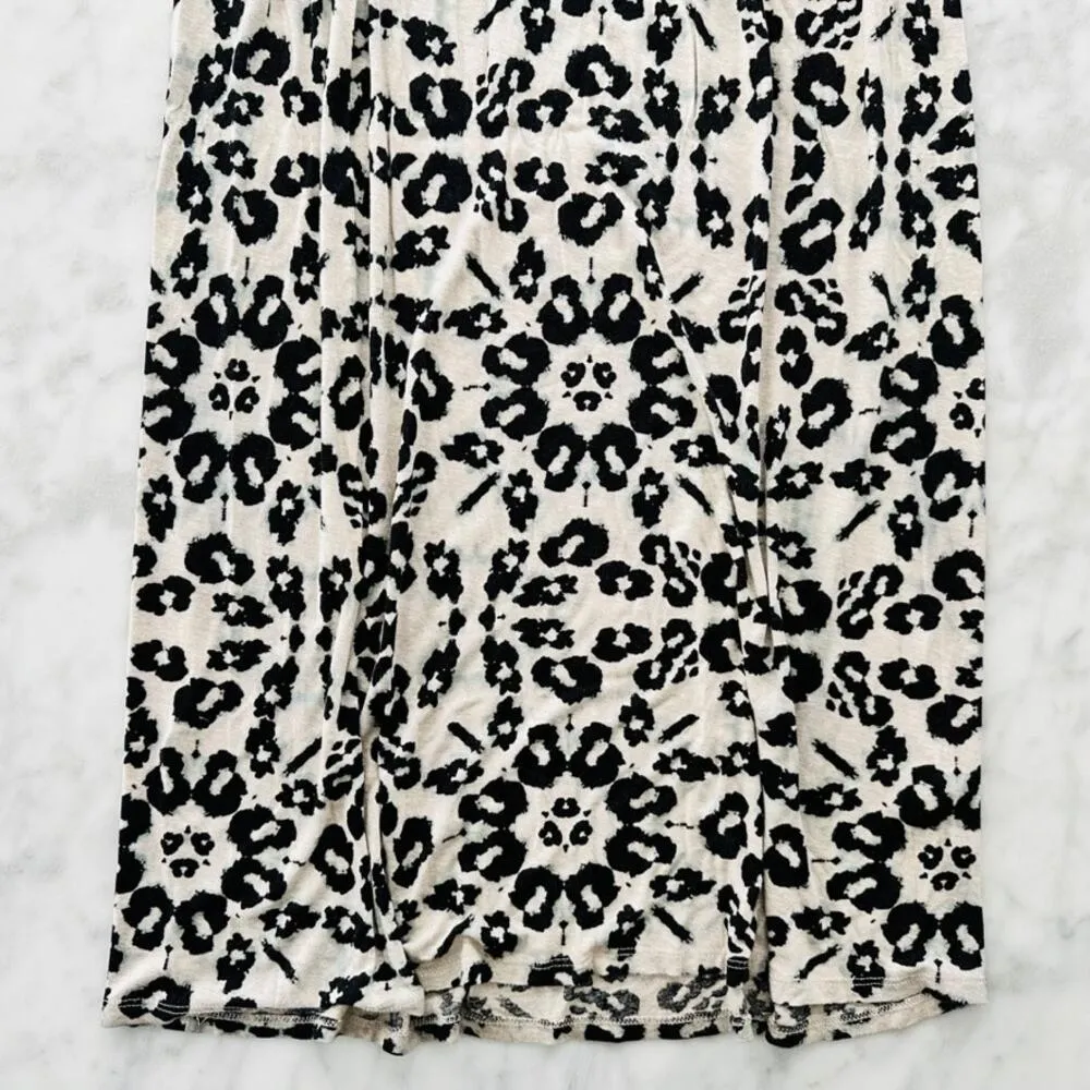 Rebecca Taylor Animal Print Maxi Skirt Rayon Size Small Black White Grey Flowy - Image 2
