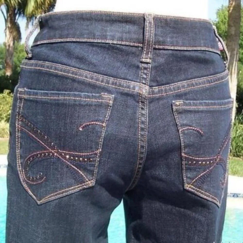 Cache Blue Denim Metallic Embroidery Embellished Jean Pant Crop Stretch $88 NWT - Image 4