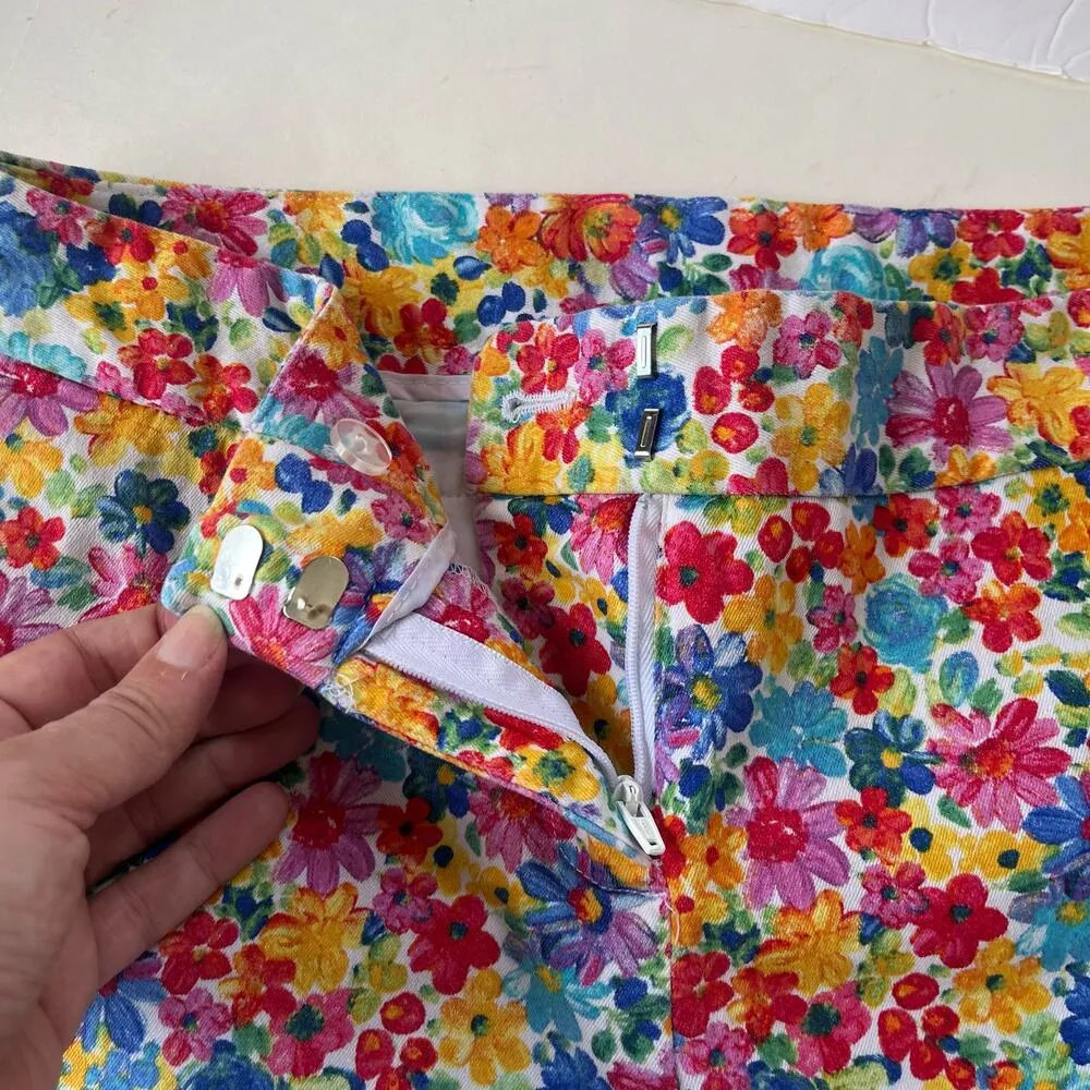 Attyre Floral Scalloped Hem Womens Shorts Sz 8 Cottagecore Y2K Preppy Summer - Image 3