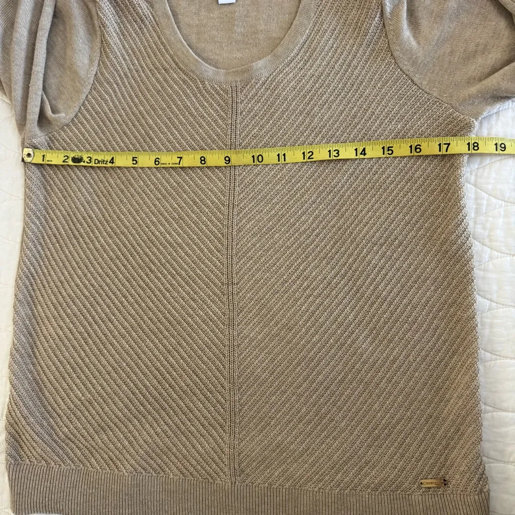 Calvin Klein Neutral Beige Sweater Knit Top  Layered M Quiet Luxury Minimalist - Image 13