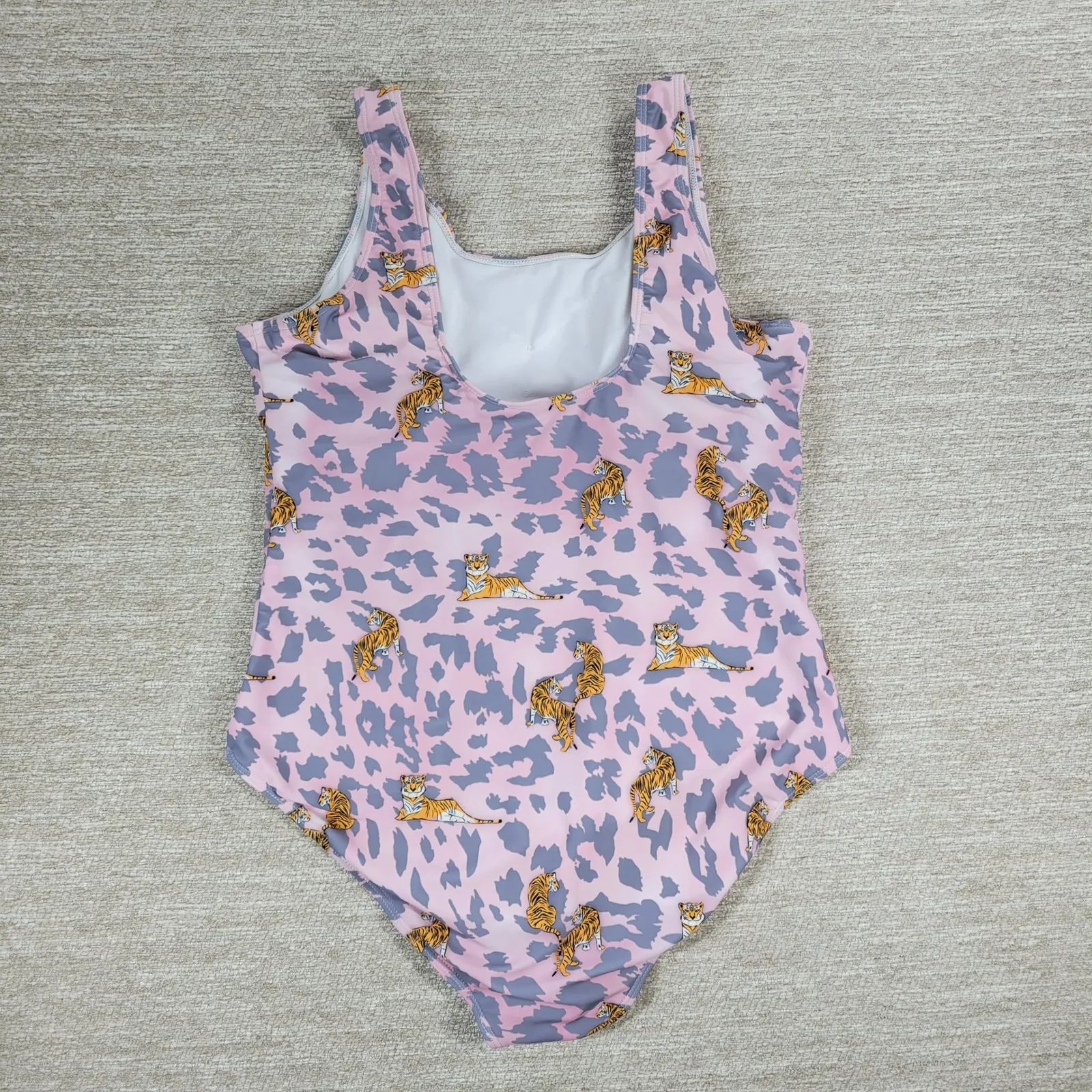 Mindy Mais Market Tiger One Piece Swimsuit Size L Pink Gray Leopard Print LSU Size L - Image 8