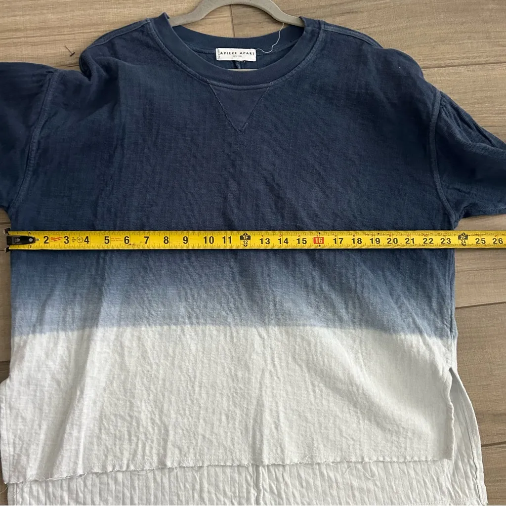 APIECE APART Delle Blue White Ombre Organic Cotton Jersey Oversized Sweater S - Image 8