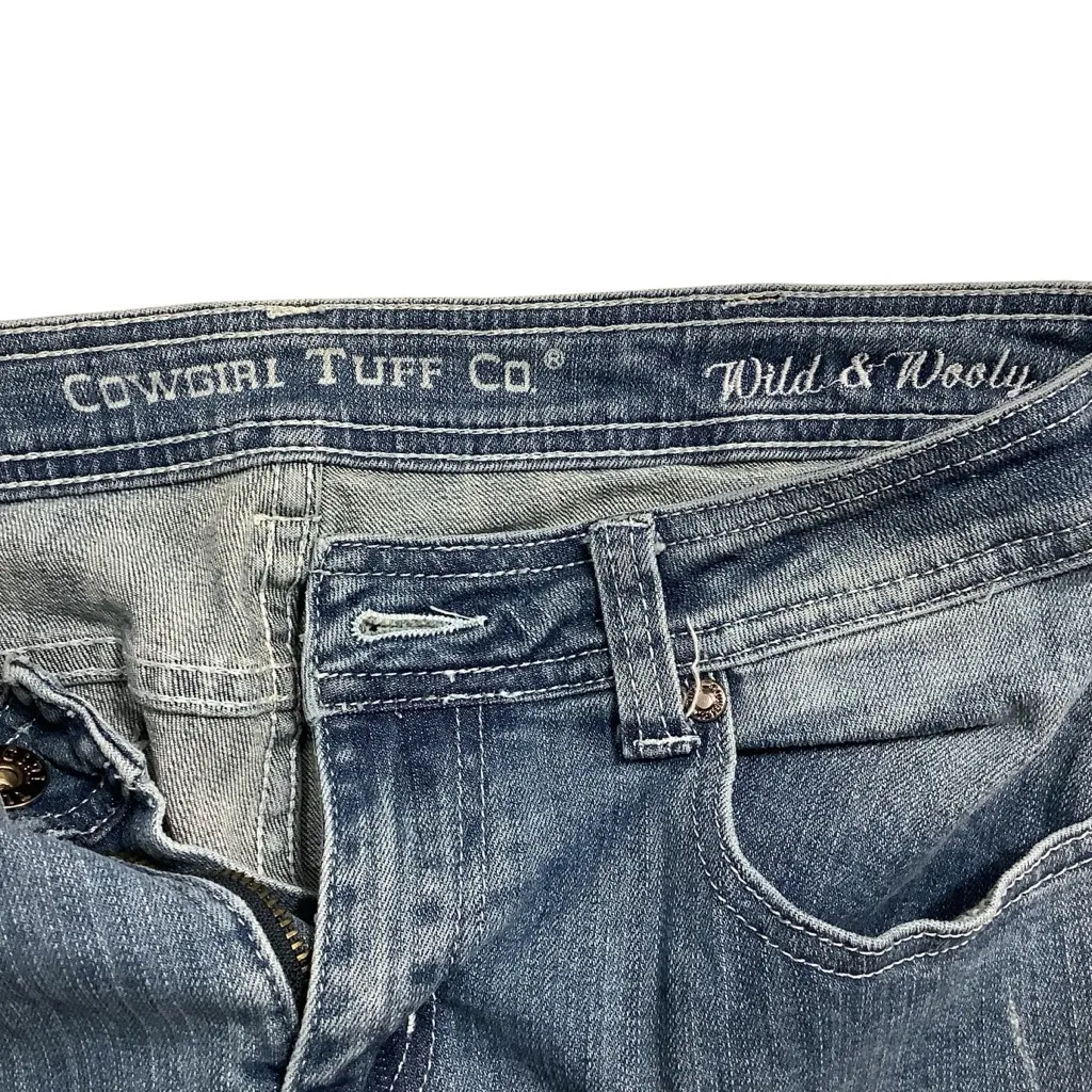 Cowgirl Tuff Blue Jeans with Black Buck Off Embroidery Pockets Wild & Wooly Size undefined - Image 7