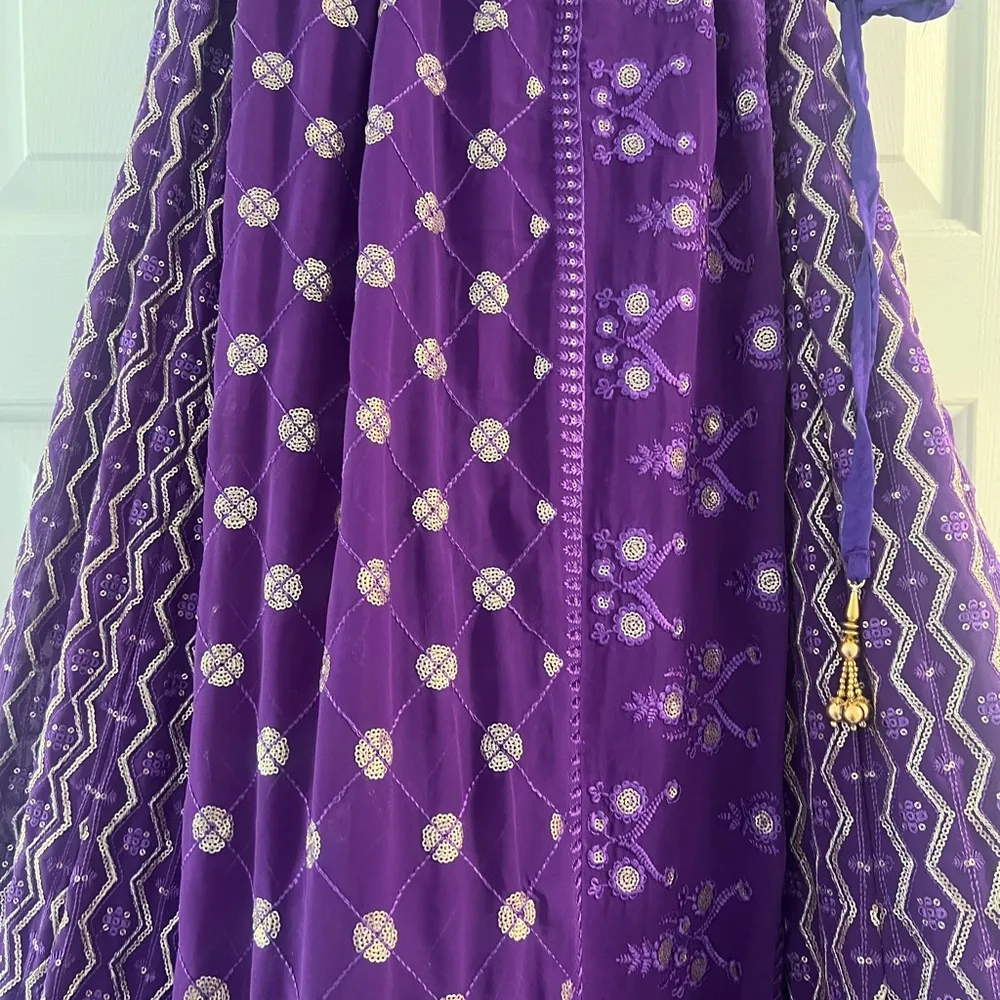 Brand new Classy Purple Sequence Embroidery Work Georgette Lehenga Choli! Size L - Image 4