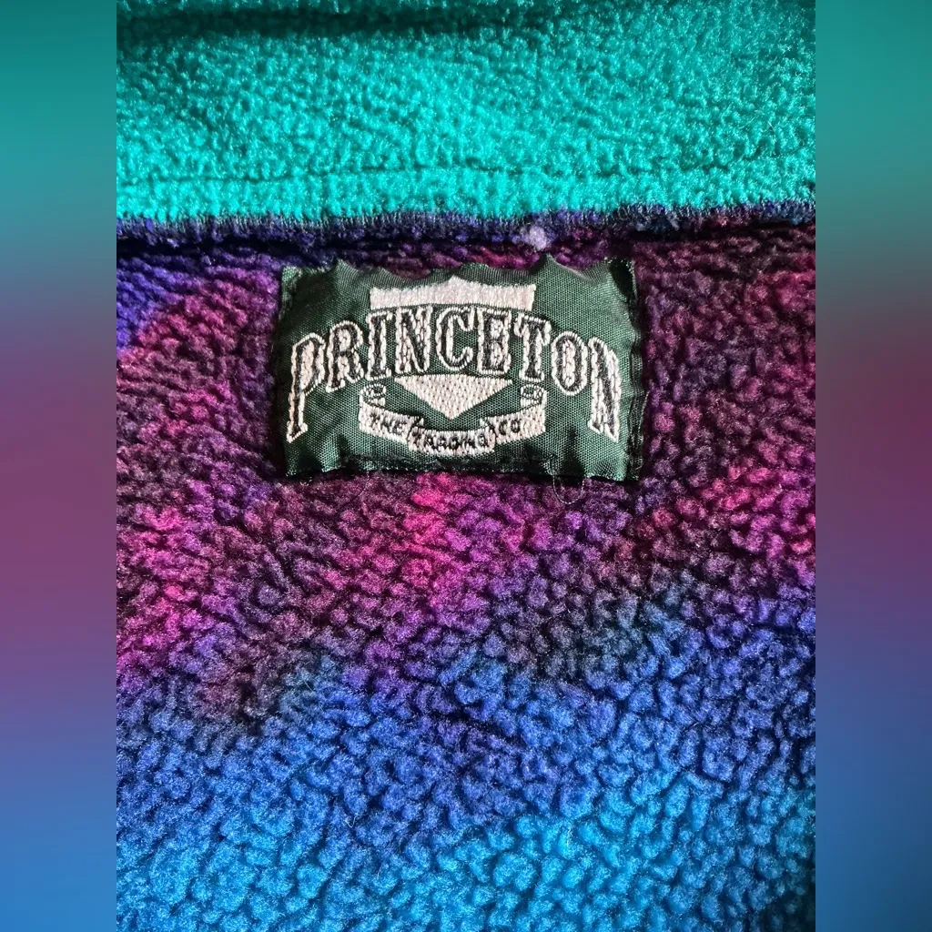 Vintage Princeton Graphic Fleece full zip jacket_90 abstract pattern Blue Size XL - Image 6