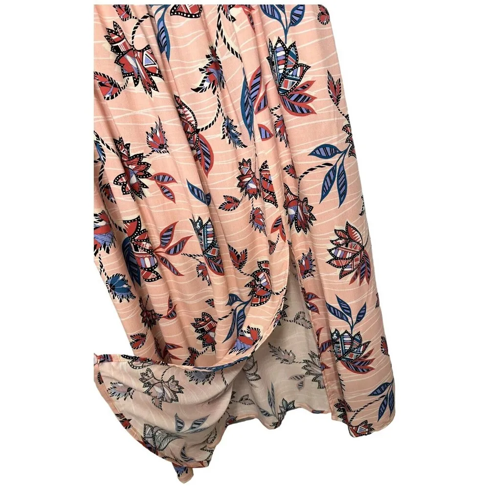 Eloquii Floral Smocked Side Slit Midi Long Balloon Sleeves Dress Pink 18/20 - Image 6