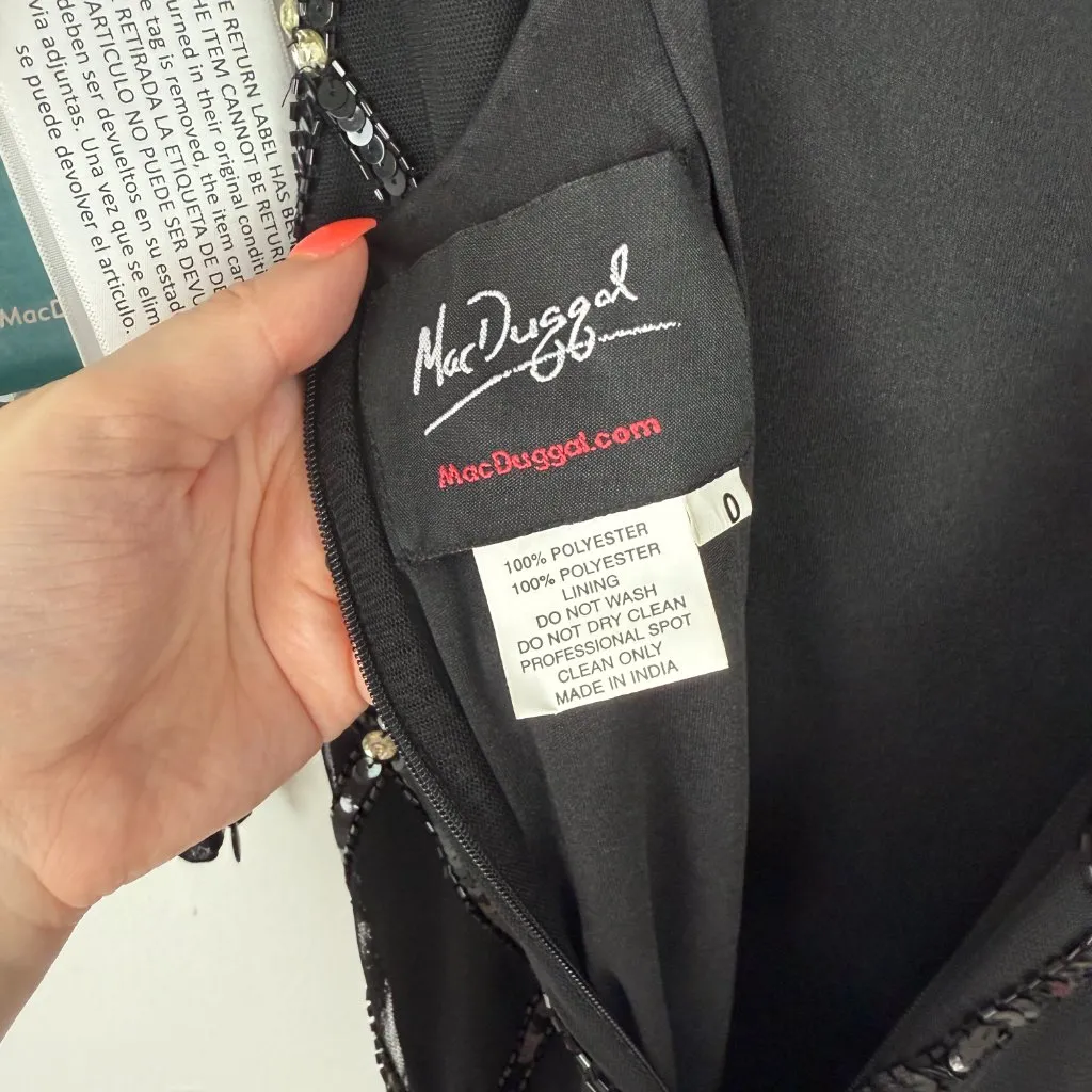 NWT Mac Duggal #9109 Sequin Embellished Long Sleeve Gown Dress Black Size 0 NEW - Image 15