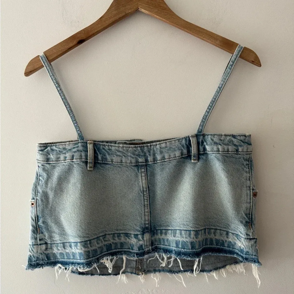 NEW! Zara Denim Skirt Effect Crop Top - Image 4