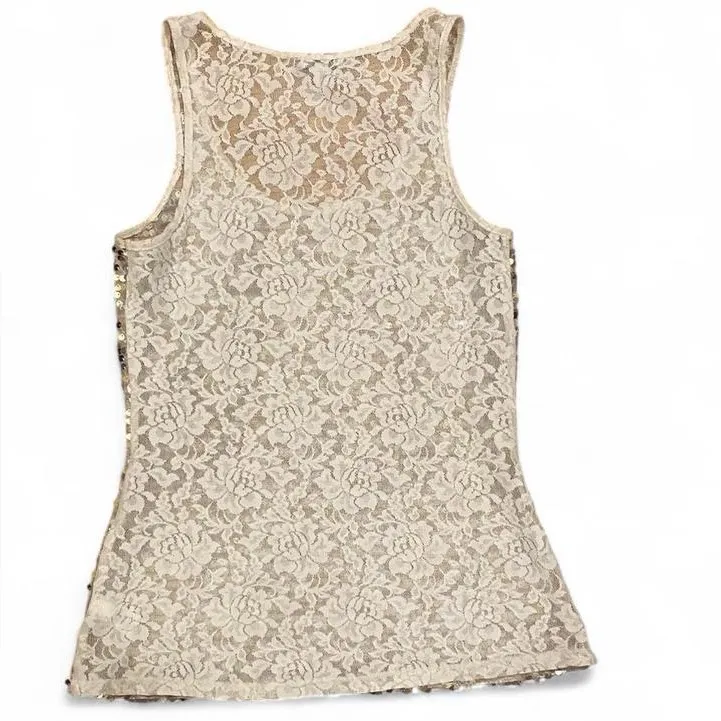 Express 2011 gold and silver sequin tank top with lace detailing - Image 6