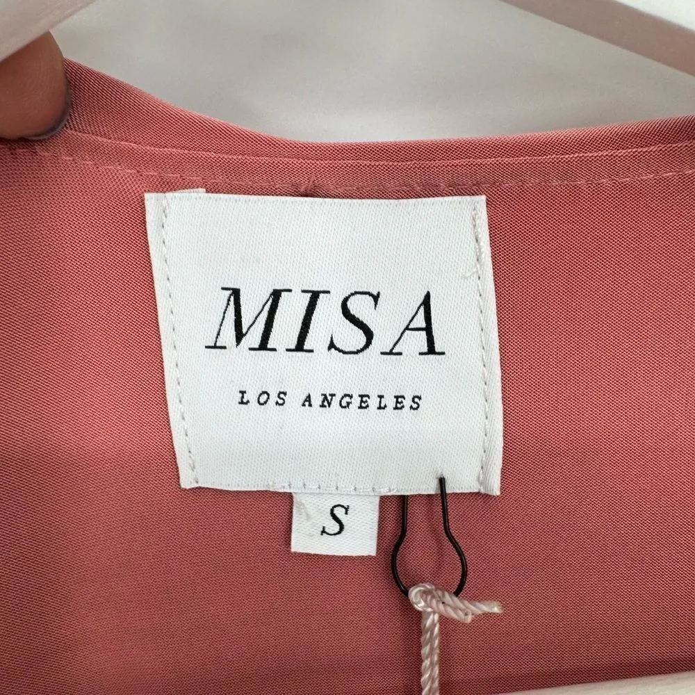 NWT Misa Los Angeles Teget Twisted Maxi Dress Pink Long Sleeve‎ Plunge Small - Image 6