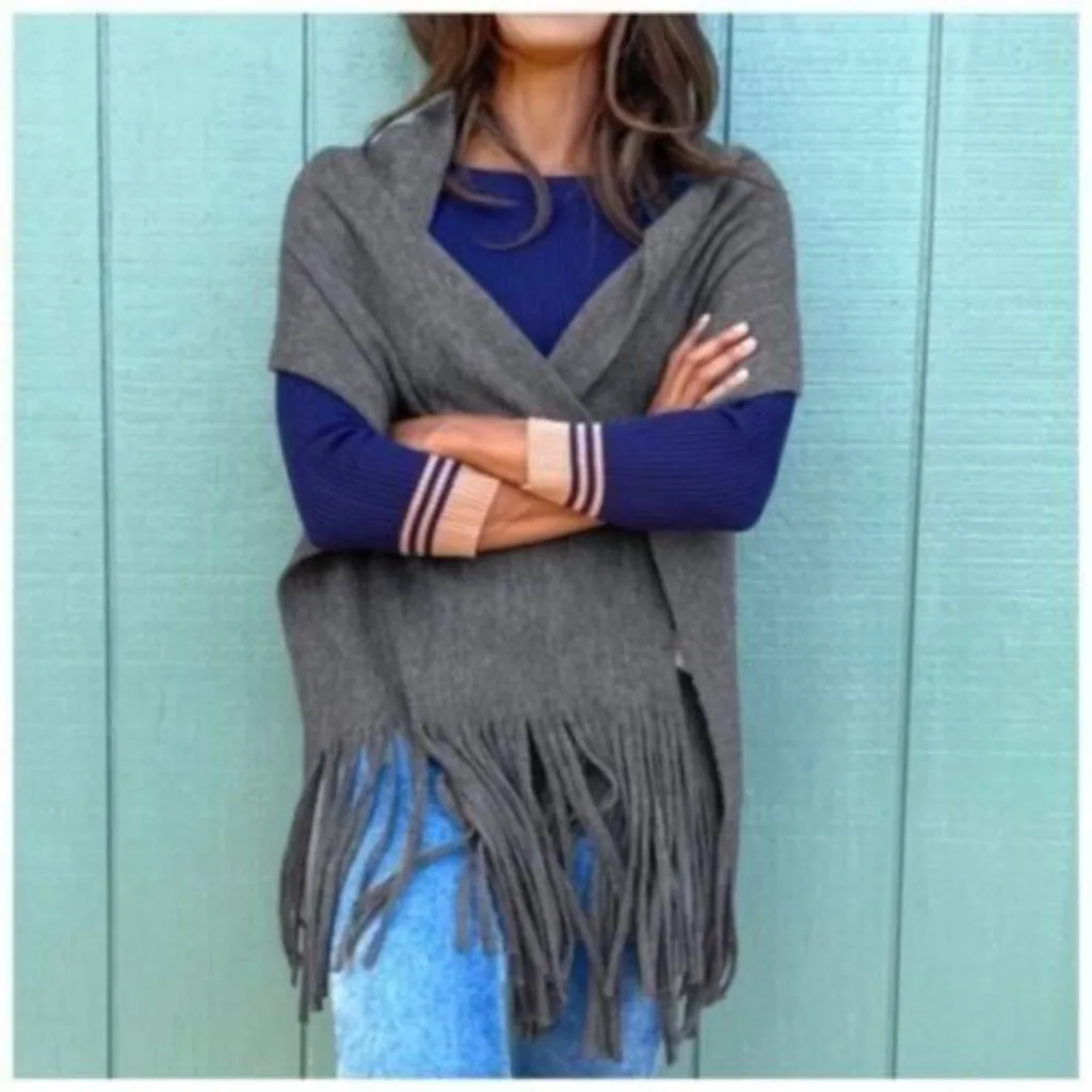 Lucky Brand Heather Dark Grey Brushed‎ Knit Fringe Long Scarf Soft Wrap New NWT - Image 9