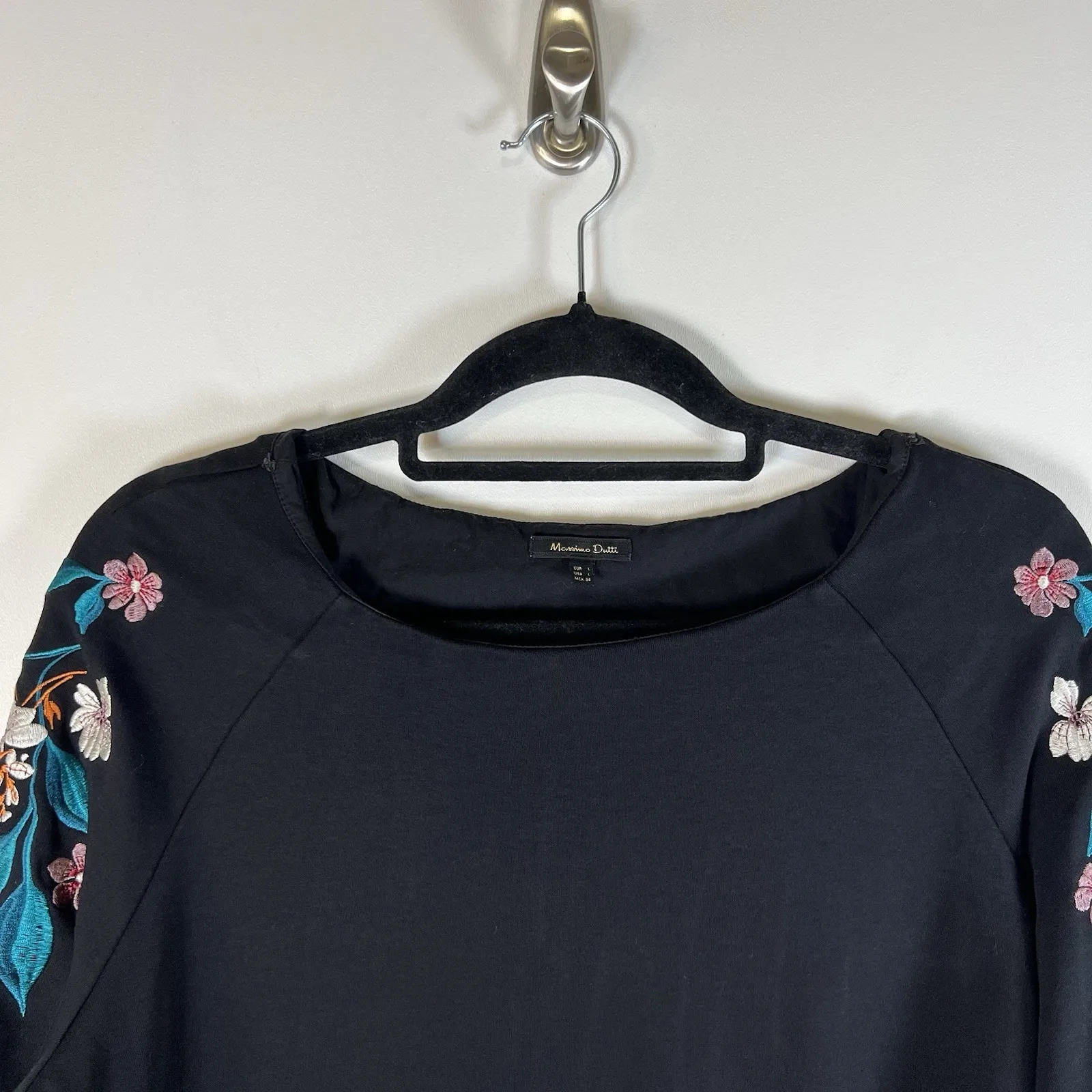 MASSIMO DUTTI Embroidered Floral blouse whimsigoth fairy grunge Women's Sz Large - Image 2