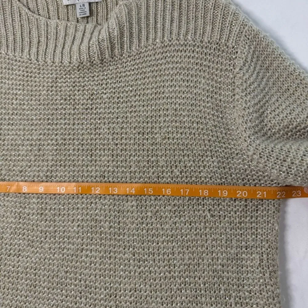 Tommy Bahama Boat Neck Wool Sweater Knit Women Size L Gold Metallic Relaxed Fit - Image 3