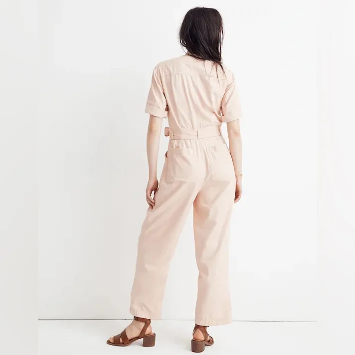 Madewell Top-Stitched Coverall Jumpsuit Bashful Blush 6 - Image 3