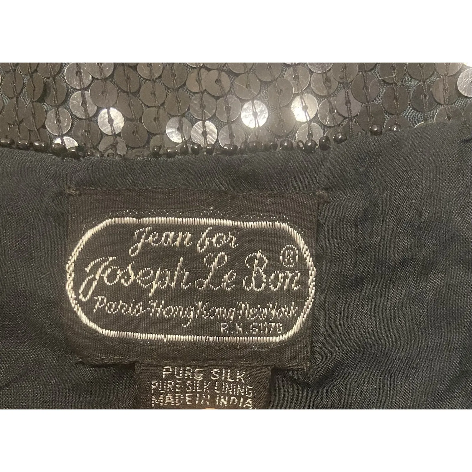 Vintage‎ Jean for Joseph Le Bon 100% Pure Silk Black Sequin Top Women's Size L Size L - Image 7