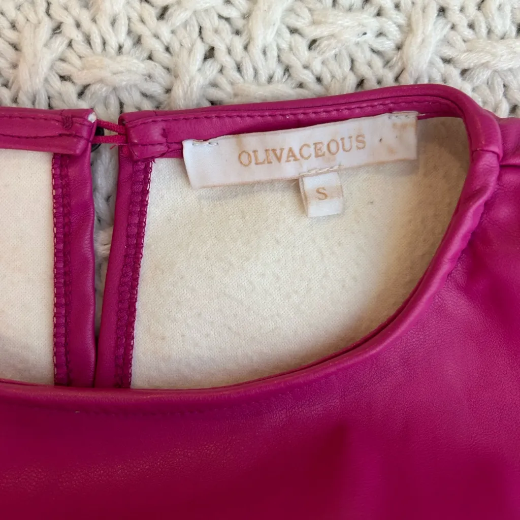 Olivaceous Hot Pink Leather Crop Top - Image 2