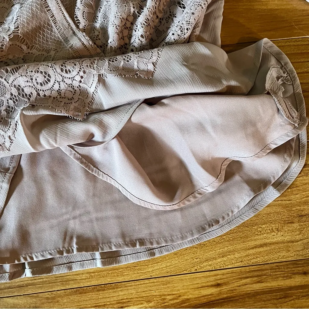 Lulus Loving Arms Taupe Lace Long Sleeve Peplum Top New Medium - Image 10