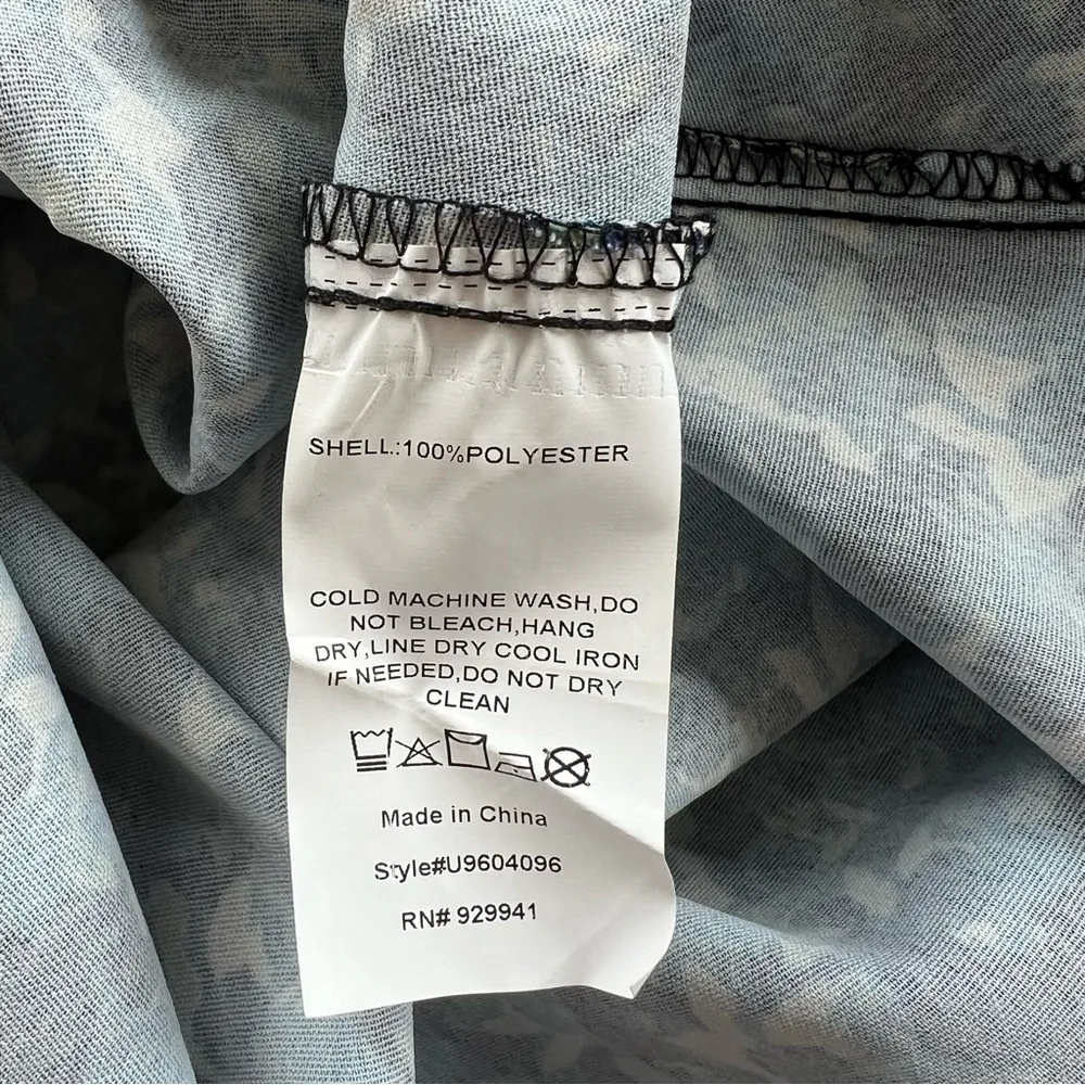 Suzanne Betro Dress Floral Blue Ruched High Low M V-Neck A-Line Garden Brunch - Image 16