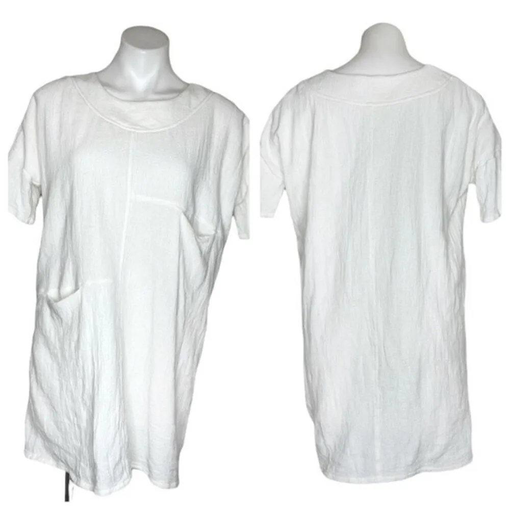 ELLISON Textured Cotton White Tunic Size Medium Lagenlook - Image 9