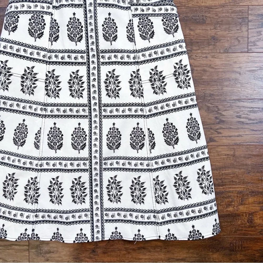 Anthropologie • Woodblock Midi Dress cream brown floral print stretch twill - Image 8