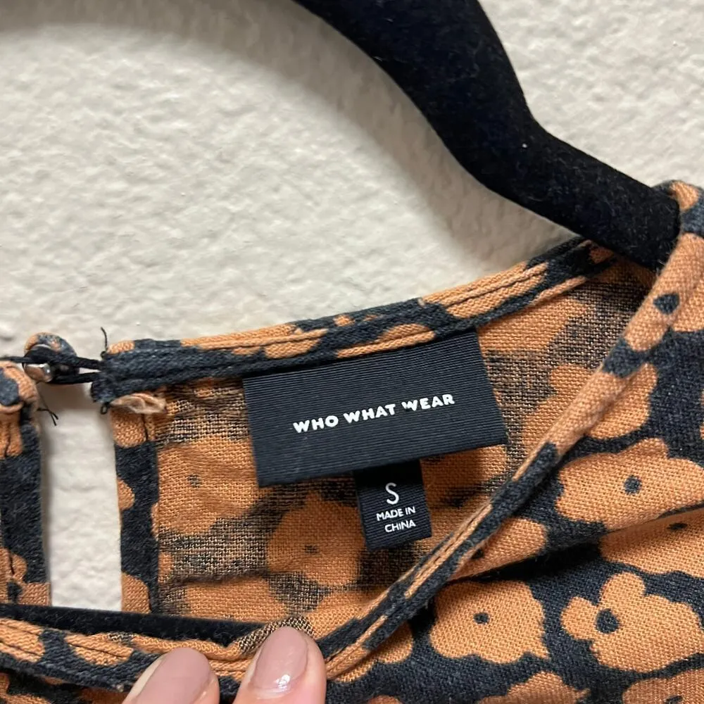 Who What Wear Floral Flower Peplum Short Sleeve Blouse Top Size Small - Image 3