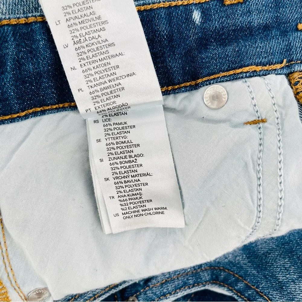 & Denim by H&M Slim Regular Waist Jeans Women 28 Medium Wash Denim Ripped Knees Blue - Image 12