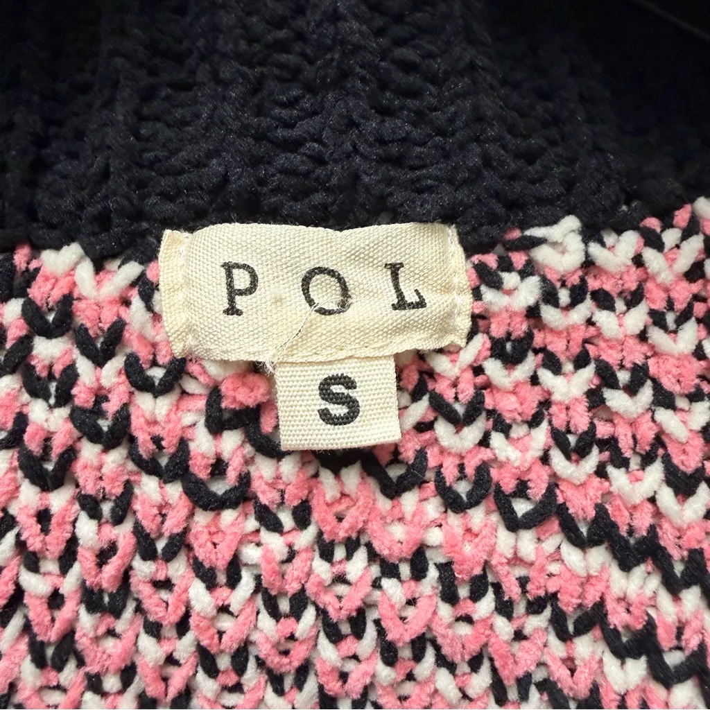 NWOT POL Lovers Cardigan Button Up Heart Sweater, Black & Pink | Size Small - Image 7