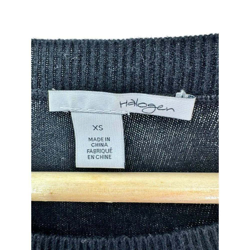 Halogen Cashmere Blend Sweater‎ Women's XS Black Long Sleeve Round Neck Side Zip - Image 2