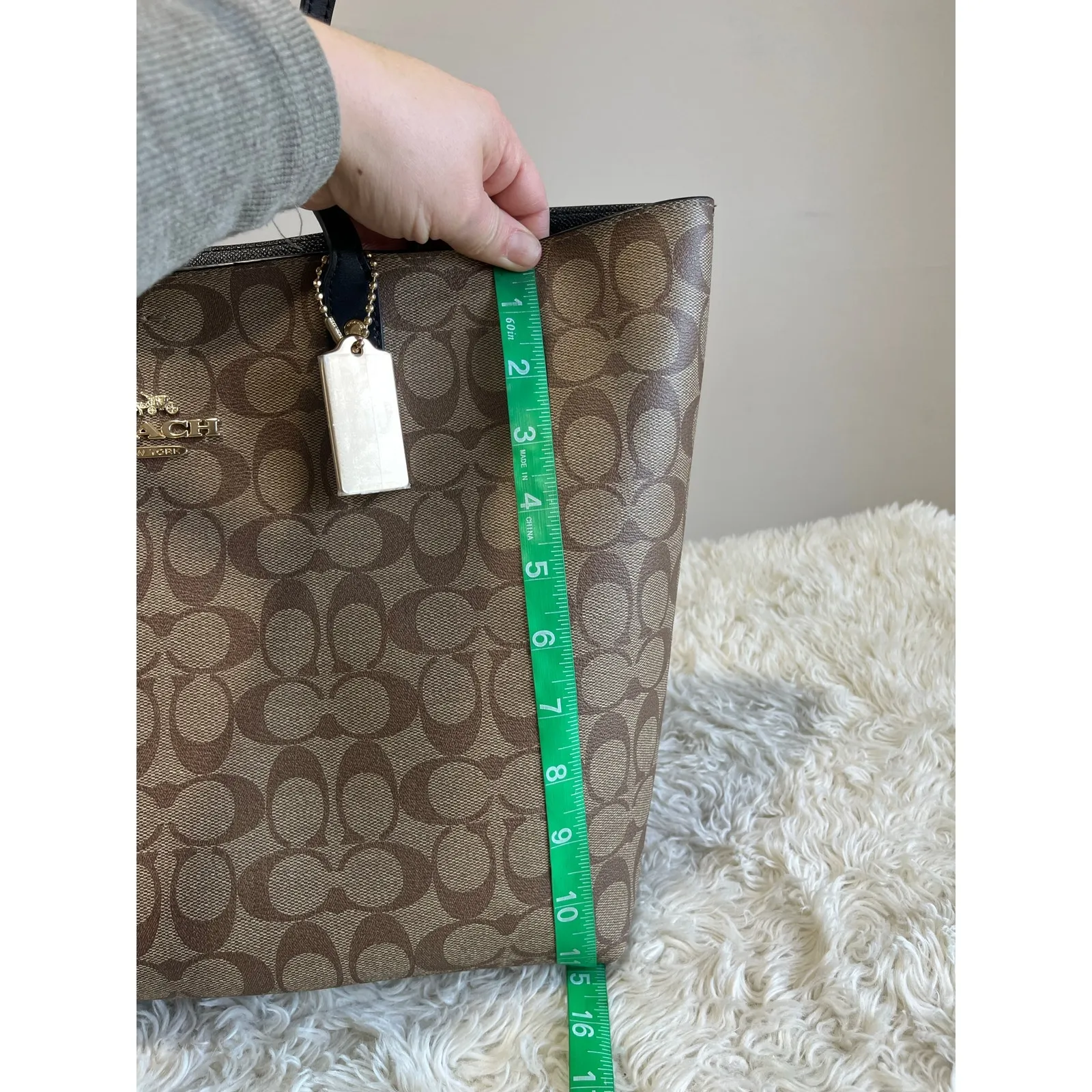 Coach City Signature Canvas Large Tote Shoulder Bag Brown Monogram Purse - Image 5