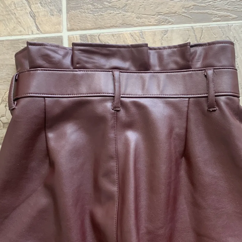 Abercrombie & Fitch Faux Leather Paper Bag Chocolate Brown Pants - Image 11