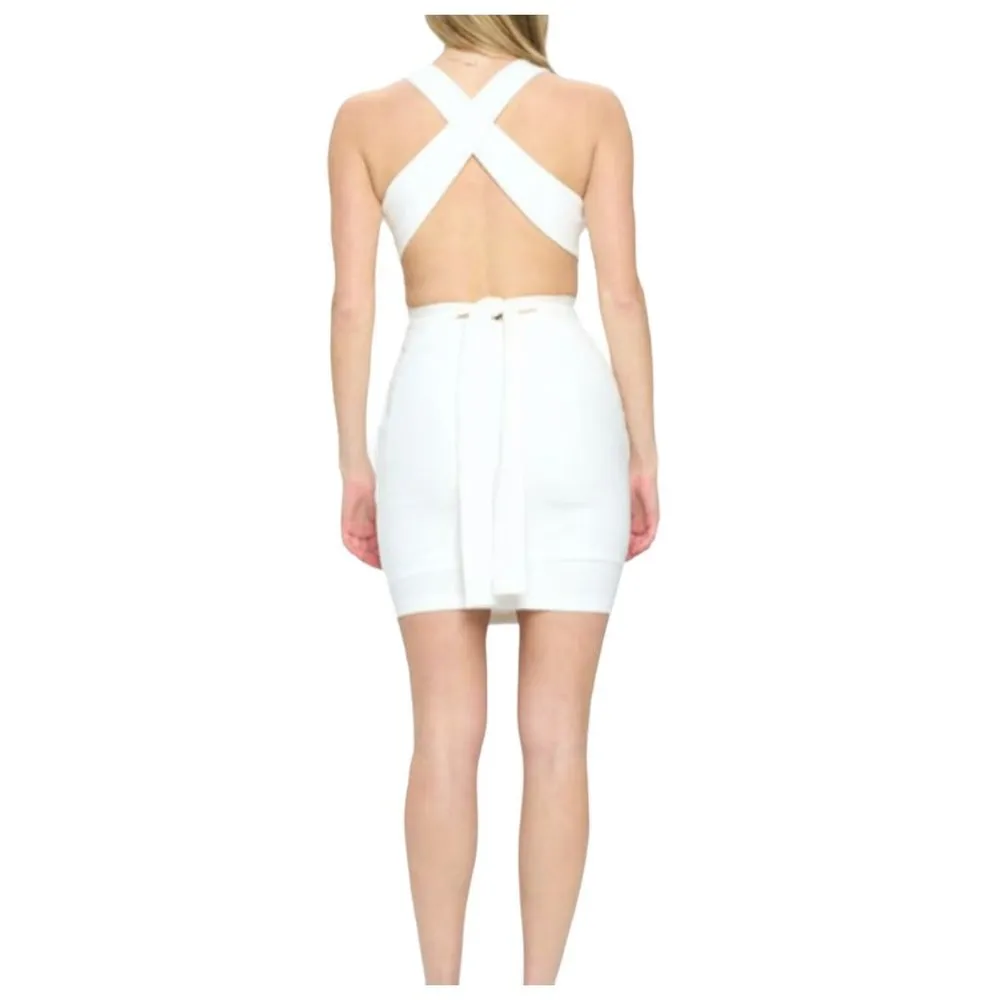 Saints + Secrets Sunny Daze Rib Knit Tank Mini Dress White Size Small NWT - Image 3