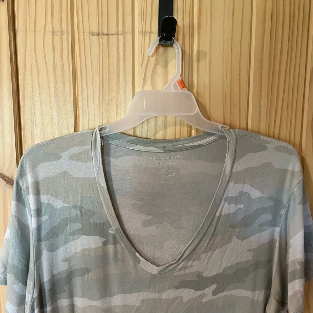 American Eagle Camo V-Neck T-Shirt - Image 2