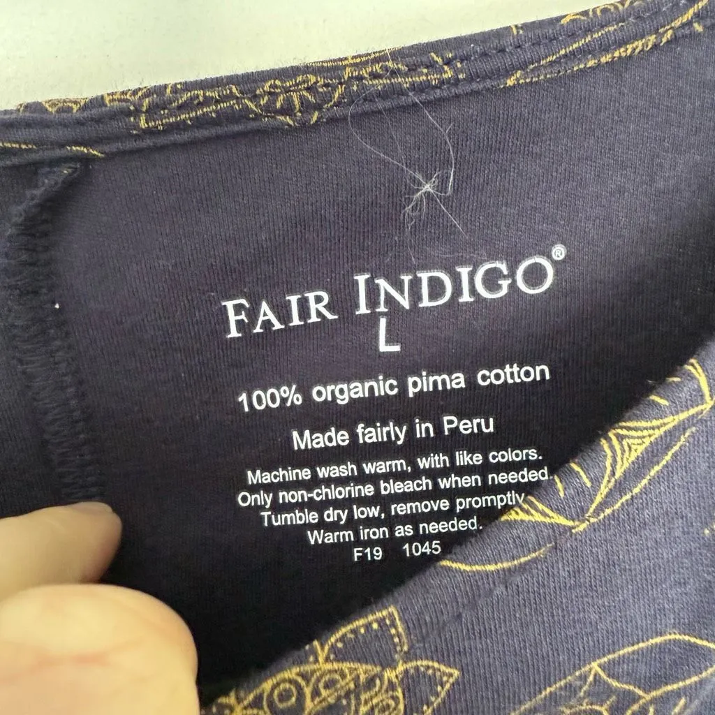 Fair Indigo Women’s Large Navy Patterned 100% Pima Cotton Dress - Image 2