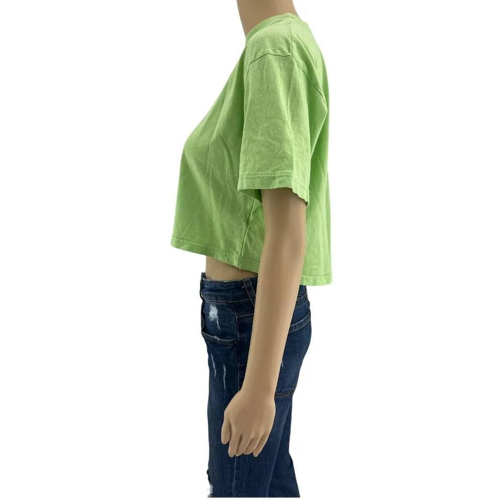 Truly Madly Deeply (S) Green Worn In Distressed Crop Top Tee Shirt - Image 3