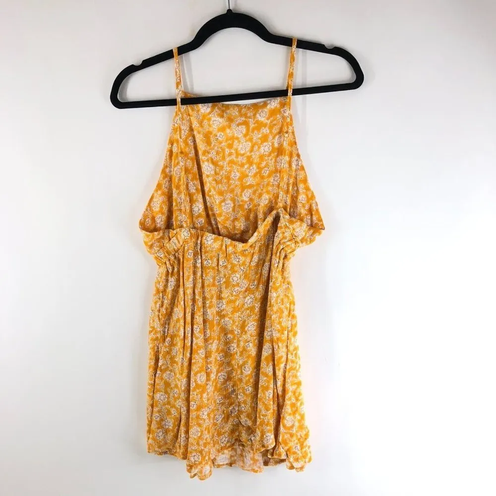 Cotton On Womens Mini Dress Woven Frenchie Open Back Floral Yellow S - Image 2