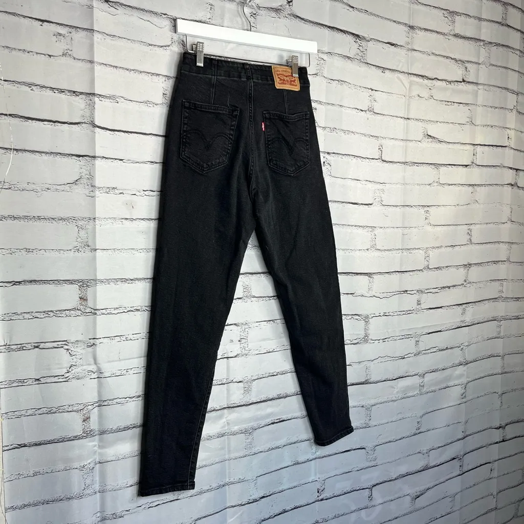 Levi’s Black High-Waist Tapered Jeans 25x29 Y2K Streetwear Mom Jean Vintage 90s - Image 11