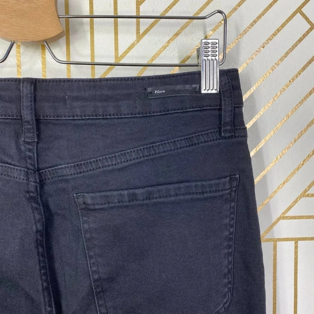 Anthropologie Jeans Pilcro High Rise Crop Flare Studded Denim‎ Black Size 29 - Image 8