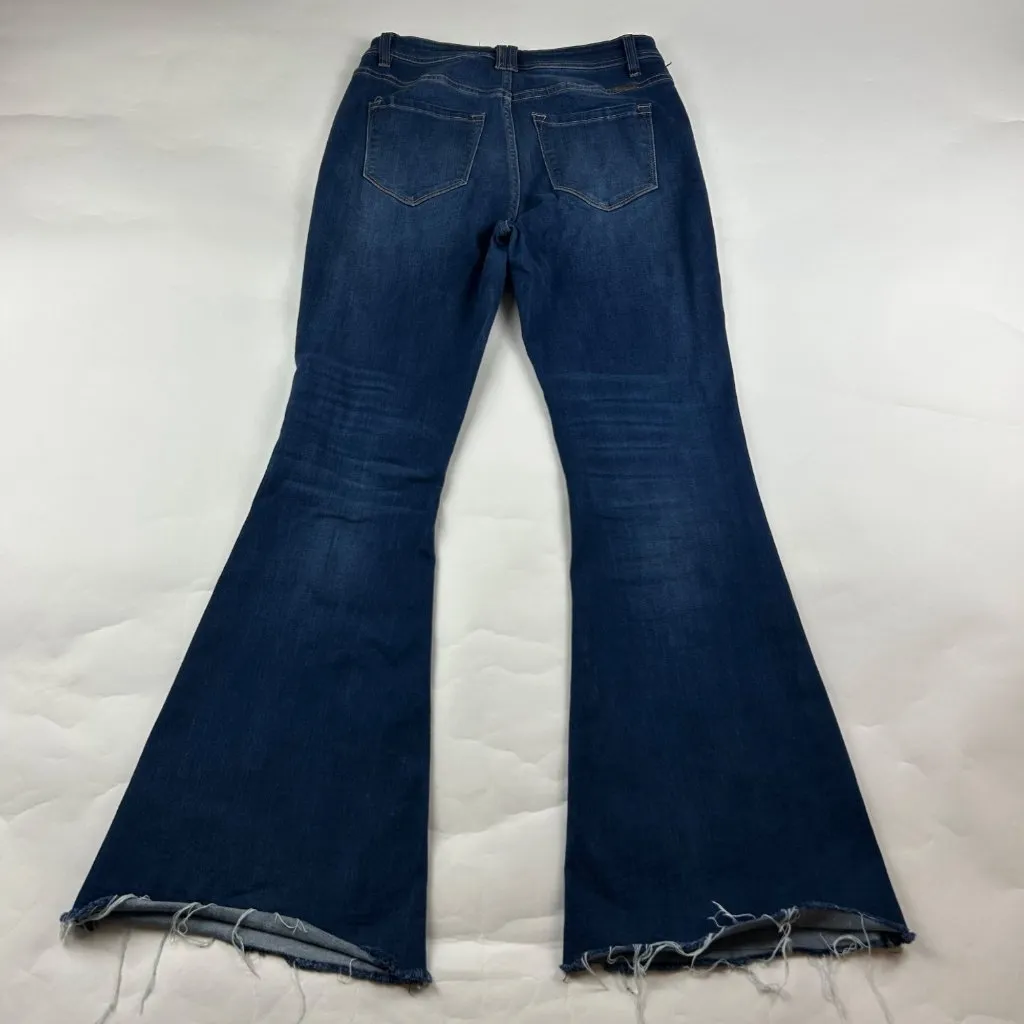 Kancan Dark Wash Stretch Denim High Rise Button Fly Flared Jeans 28 Blue - Image 5