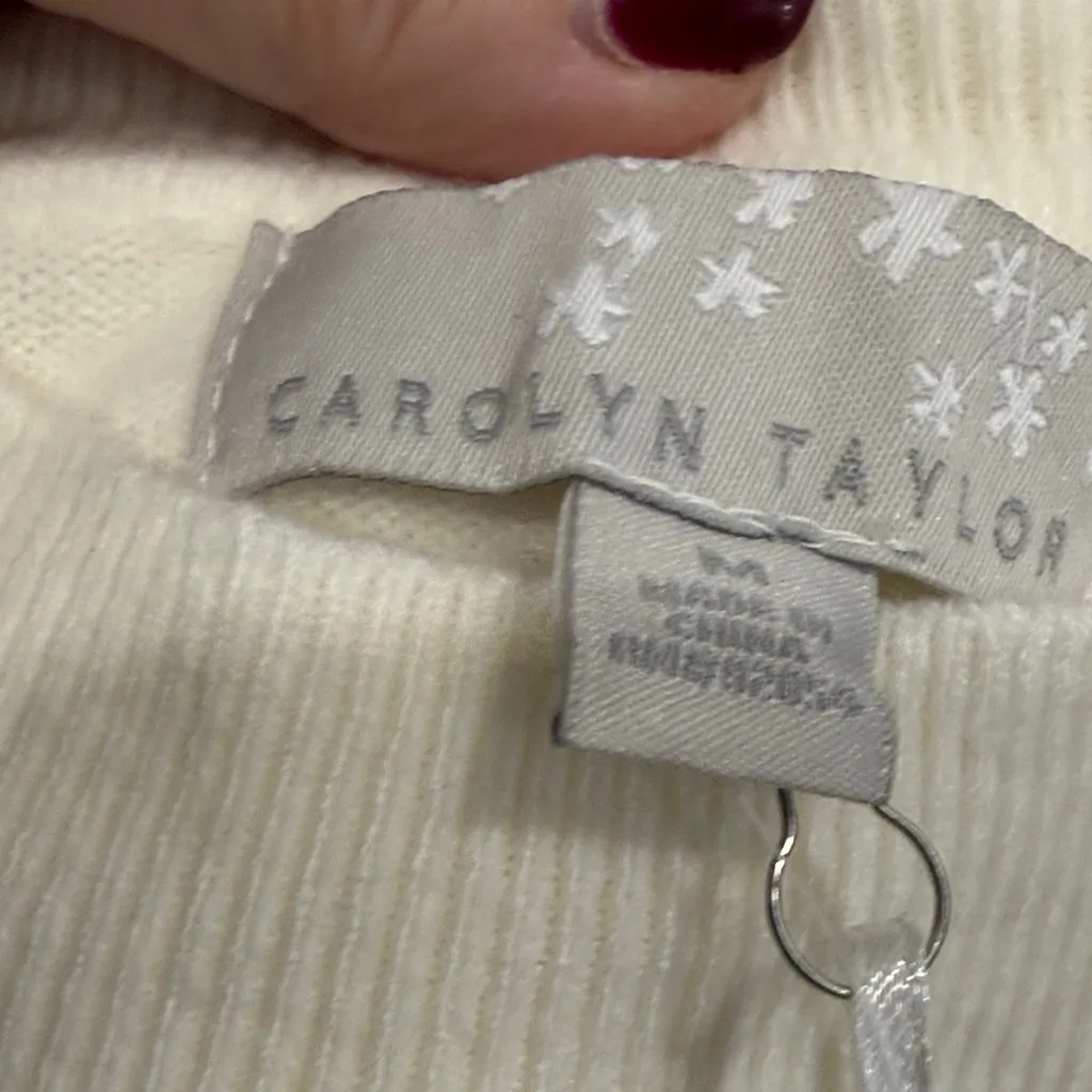 Carolyn Taylor Cream Sweater with Button Detail - Image 8