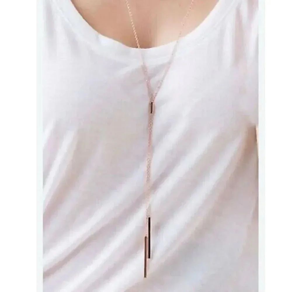 PARK LANE JEWELRY | "Eve" Necklace Rose Gold Lariat "Y" Style Delicate Bar Ends - Image 3