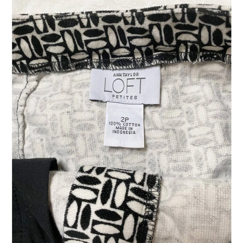 LOFT Petites Geometric Mini Skirt‎ Velveteen Fabric Black & White 2P - GUC - Image 5