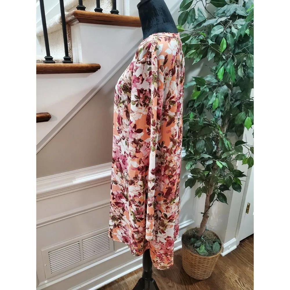 C Women's Floral Polyester Round Neck Long Sleeve Knee Length Dress Size XL - Image 6