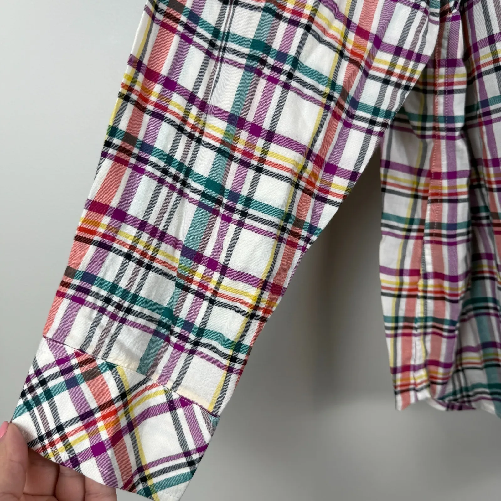 Talbots Shirt Women's 2X Multicolor Plaid Long Sleeve Button-Up Classic Preppy - Image 4