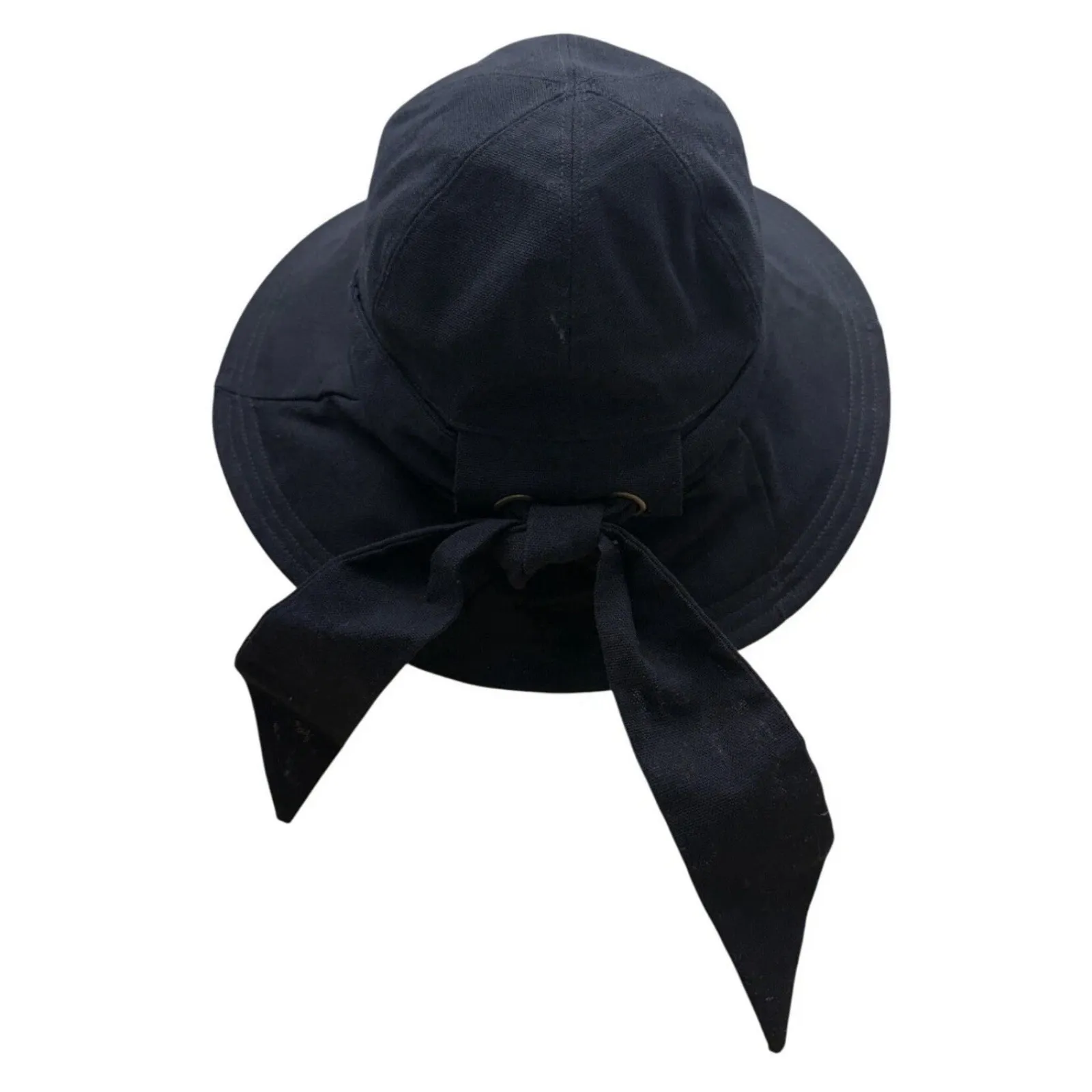 John Callanan Black Cotton Wide Brim Bucket Hat With Bow & Logo Detail For Wome - Image 3