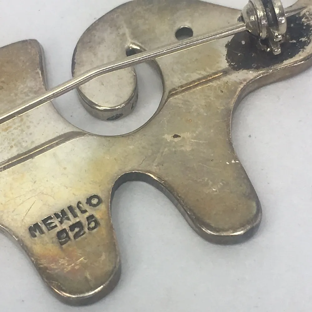 Vintage Sterling Silver Elephant Brooch Modernist Mexico - Image 4